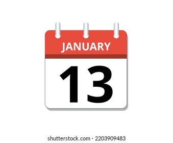 Januar, 13. Kalendersymbol Vektorgrafik, Konzept des Zeitplans, der Geschäftstätigkeit und der Aufgaben
