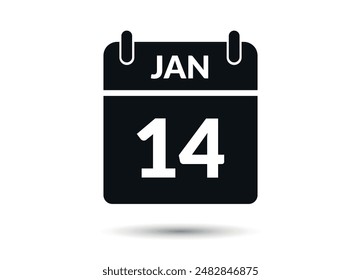 January 14 Calendar Date Flat Icon