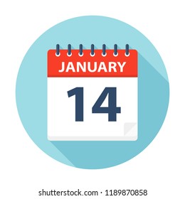 January 14 - Calendar Icon - Vector Illustration