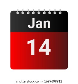 January 14 - Calendar Icon - Vector Illustration