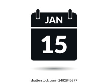 January 15 Calendar Date Flat Icon