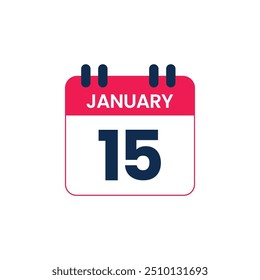 January 15 Calendar Date vector icon, Calender Day for Appointment or Deadline

