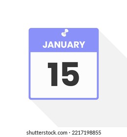 January 15 calendar icon. Date,  Month calendar icon vector illustration