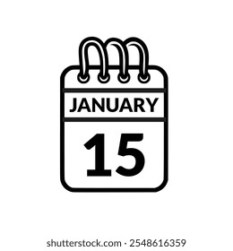 January 15 Calendar icon vector illustration.