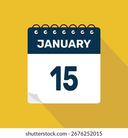 january 15 calendar icon vector illustration with design