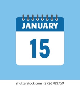 Enero 15 Calendario Icono Vector Página Mes Diseño