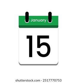 15 de janeiro. Ícone Calendário. Ilustração vetorial.