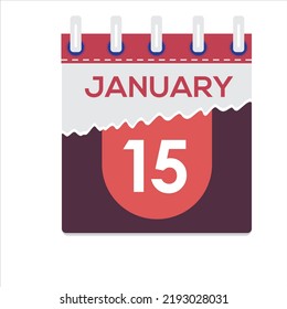 January 15. Vector flat daily calendar icon. Date and time, day, month. Holiday. Season. White Background