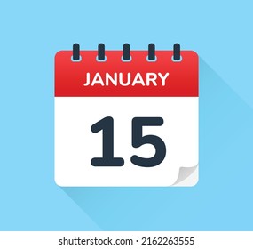 January 15. Vector flat design of daily calendar icon. Date and day of the year.