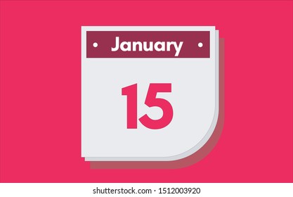 January 15th calendar icon. Day 15 of month. Vector illustration.