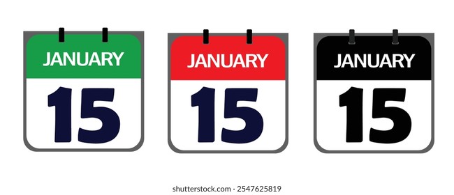 The January 15th icon in vector format blends creative flair and practicality, offering customizable features to emphasize your event's significance on flyers, posters, or websites.