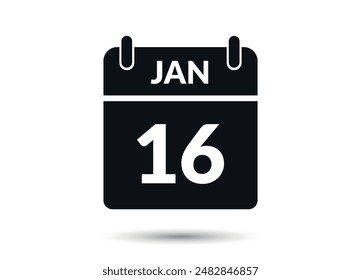 January 16 Calendar Date Flat Icon