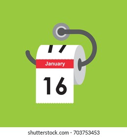 January 16. Calendar icon. Flat design. Vector illustration