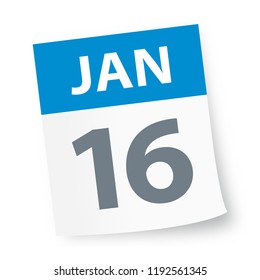 January 16 - Calendar Icon - Vector Illustration