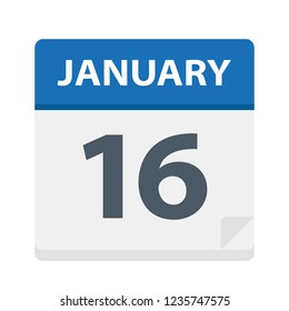 January 16 - Calendar Icon - Vector Illustration