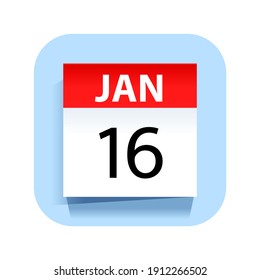 January 16. Calendar Icon. Vector Illustration.