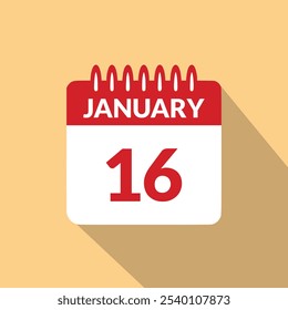 16 de enero Ilustración vectorial de iconos de calendario.