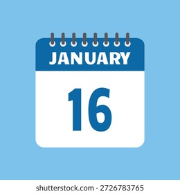 Enero 16 Calendario Icono Vector Página Mes Diseño