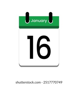 16 de enero. Icono de Calendario. Ilustración vectorial.