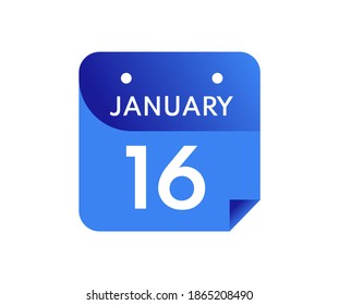 16 de enero Fecha en un calendario de un solo día en estilo plano, icono del calendario del 16 de enero