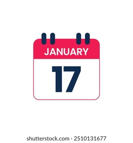 17 de enero Icono de Vector de fecha de calendario, Día de calendario para cita o fecha límite
