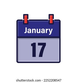 January 17, Calendar icon. Day, month. Meeting appointment time. Event schedule date. Flat vector illustration.