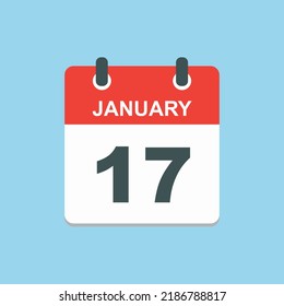 January 17 - Calendar Icon - Calendar design template - Business vector illustration. Blue Background.