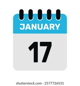 january 17 calendar icon and Time planner Daily Calendar reminder Vector design Illustration.