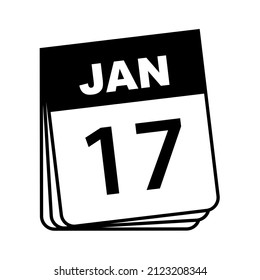 17 de enero. Icono de calendario. Ilustración vectorial.