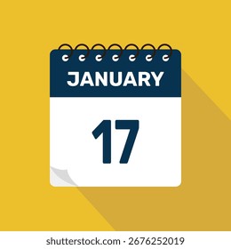 17 de janeiro ícone calendário ilustração vetor com design