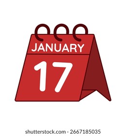 Vector de calendario de escritorio del 17 de enero sobre fondo blanco
Vector rojo Calendario plano icono