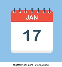 January 17. Round calendar Icon with long shadow in a Flat Design style.  Vector Illustration. Easy to edit, manipulate, resize or colorize.