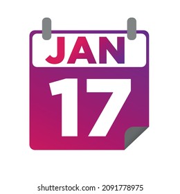 January 17. Single day calendar. minimalist flat illustration in purple color. eps 10