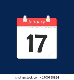 January 17. Vector flat daily calendar icon. Date and time, day, month. Holiday.