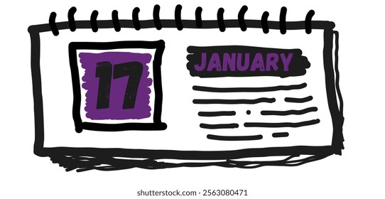 January 17th: Calendar Date Illustration