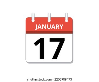 Enero, 17.º vectores de ícono de calendario, concepto de programación, negocio y tareas
