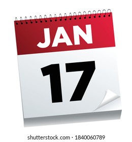 January 17th on a calendar page - illustrated. 