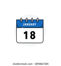 January 18 - Calendar Icon With Flat Design Concept - Vector Illustration