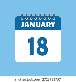 Enero 18 Calendario Icono Vector Página Mes Diseño