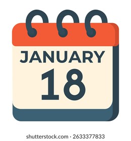18. Januar Kalendervektor auf weißem Hintergrund
Vektorkalender mit Datum