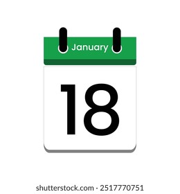 18 de enero. Icono de Calendario. Ilustración vectorial.