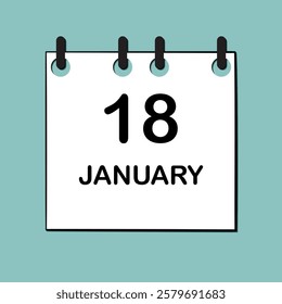 January 18. Daily Calendar icon for design. Simple design for business brochure, flyer, print media, advertisement. Easily editable.