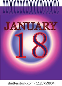 January 18 one day calendar vector