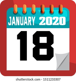 JANUARY 18 year 2020 . Vector flat daily calendar icon. Date and time, day, month. Holiday.