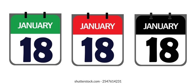 The January 18th icon in vector format blends creative flair and practicality, offering customizable features to emphasize your event's significance on flyers, posters, or websites.