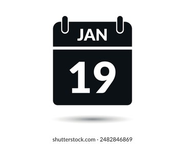 January 19 Calendar Date Flat Icon