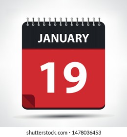 January 19 - Calendar Icon - Calendar design template - Business vector illustration.