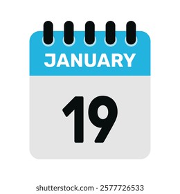 january 19 calendar icon and Time planner Daily Calendar reminder Vector design Illustration.