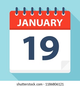 January 19 - Calendar Icon - Vector Illustration