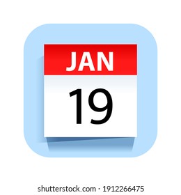 January 19. Calendar Icon. Vector Illustration.